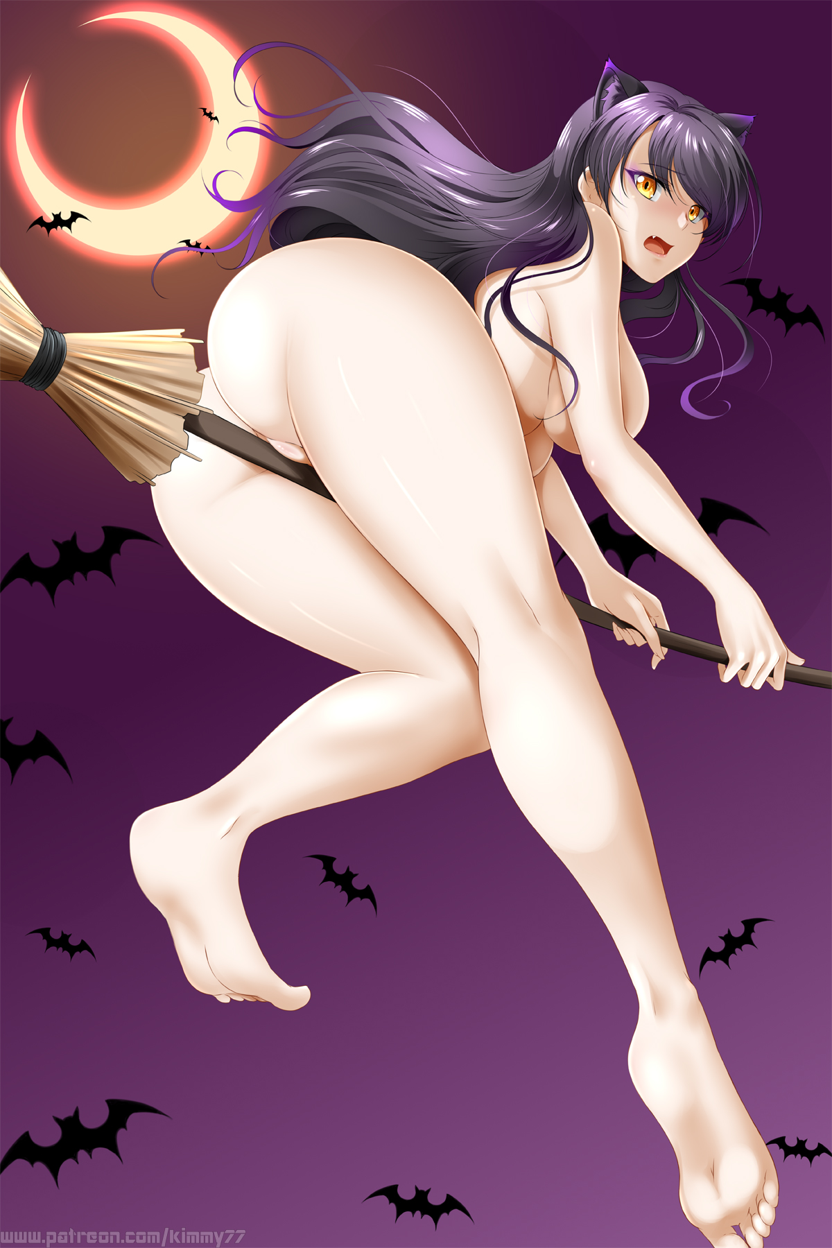 1girls, ass, blake belladonna, cat ears, completely nude, female, halloween, kimmy77, nude, nude female, rwby