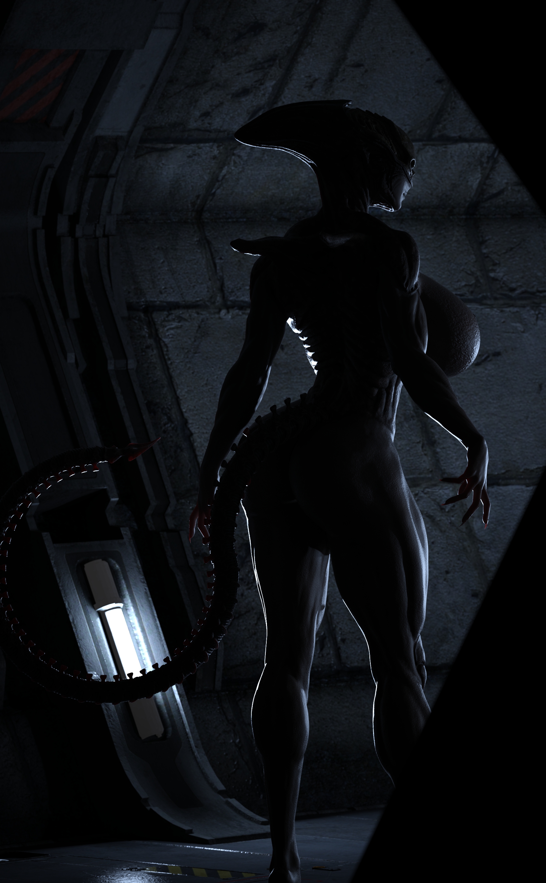 1girls, 3d, 3d (artwork), alien, alien (franchise), alien girl, ass, big breasts, breasts, creature, digital media (artwork), female, female only, female xenomorph, humanoid, large ass, metal 01, monster, monster girl, muscular, naked, no humans, nude, solo, solo female, standing, tail, xenomorph
