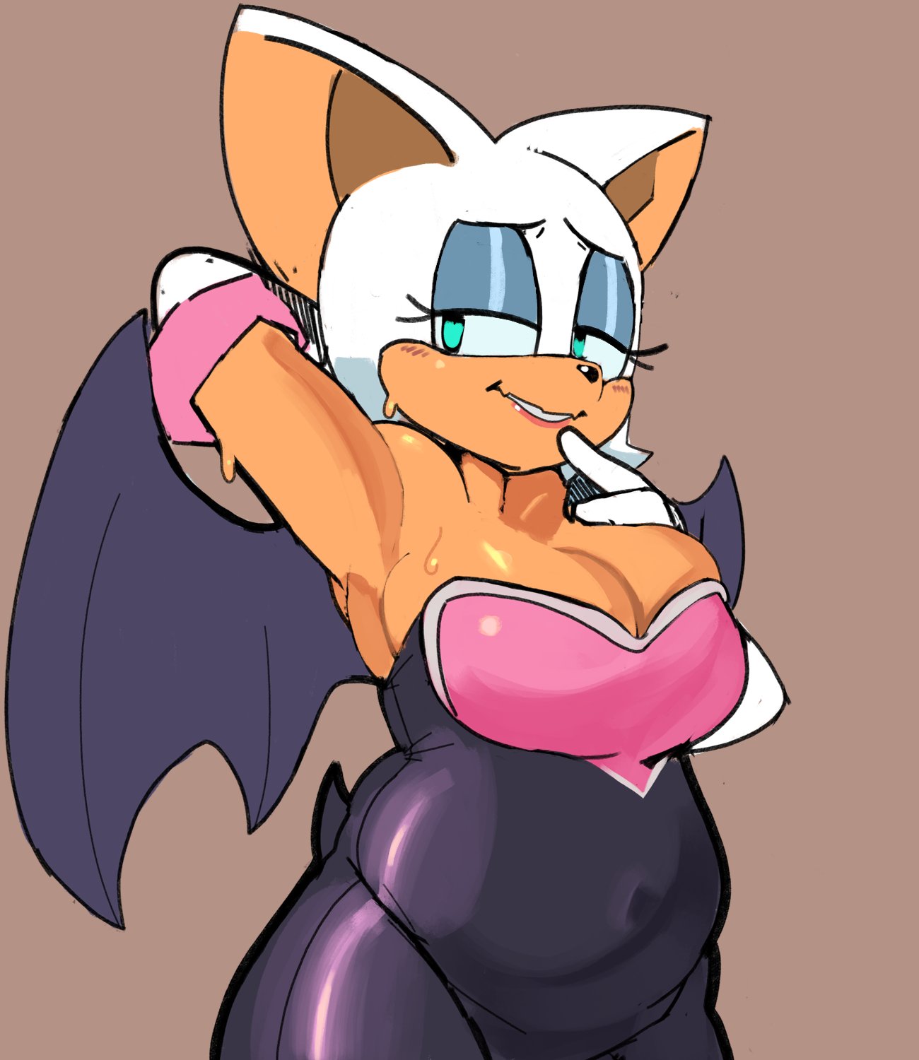 1girls anthro armpit armpit_fetish armpits bat bat_ears bat_wings belly belly_button big_belly breasts chubby chubby_female cleavage_cutout embarrassed eyeshadow female justdavefnd leather looking_away nervous_smile rouge_the_bat sega smiling sonic_(series) sweat sweaty sweaty_armpits tight_clothing