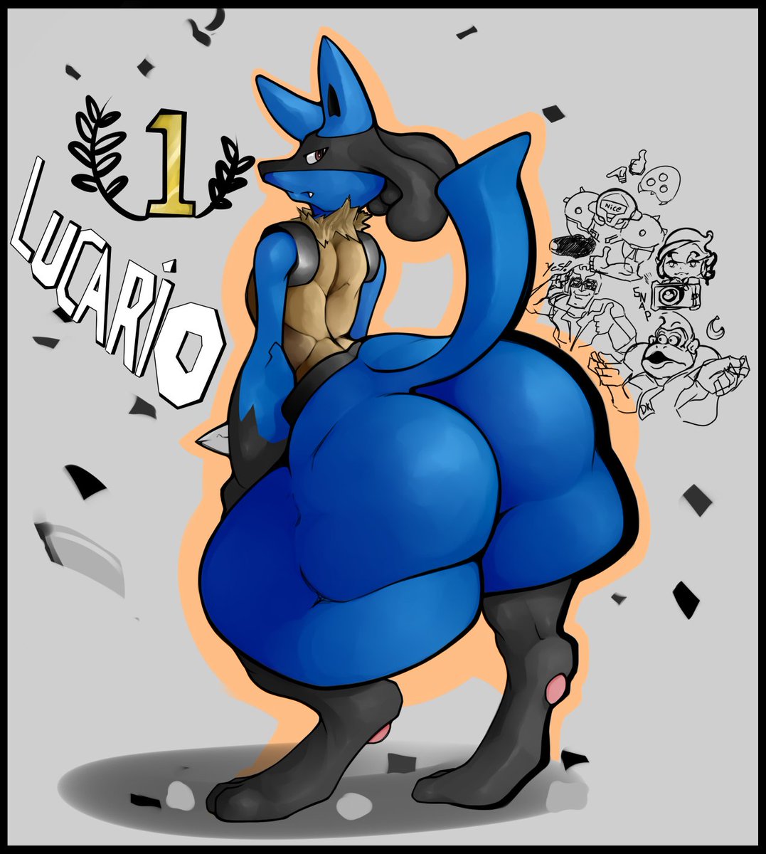 anthro anthro_only ass big_ass butt captain_falcon crossover donkey_kong donkey_kong_(series) f-zero huge_ass large_ass link lucario metroid pokemon pokemon_(species) samus_aran super_smash_bros. tagme the_legend_of_zelda toon_link unknown_artist