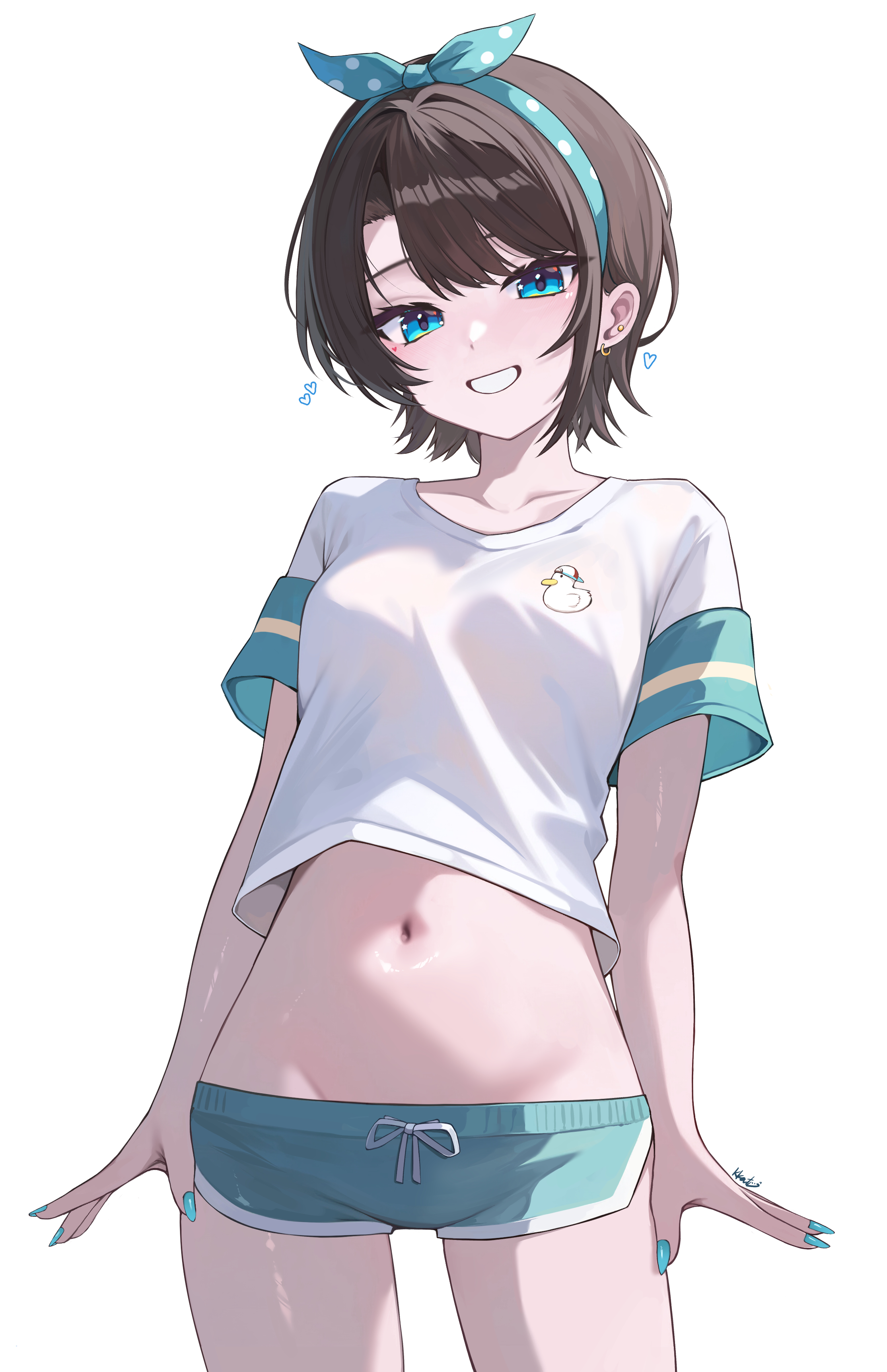 1girls, blue eyes, brown hair, female, hololive, hololive gen 2, hololive japan, kkato, light skin, oozora subaru, smile, virtual youtuber