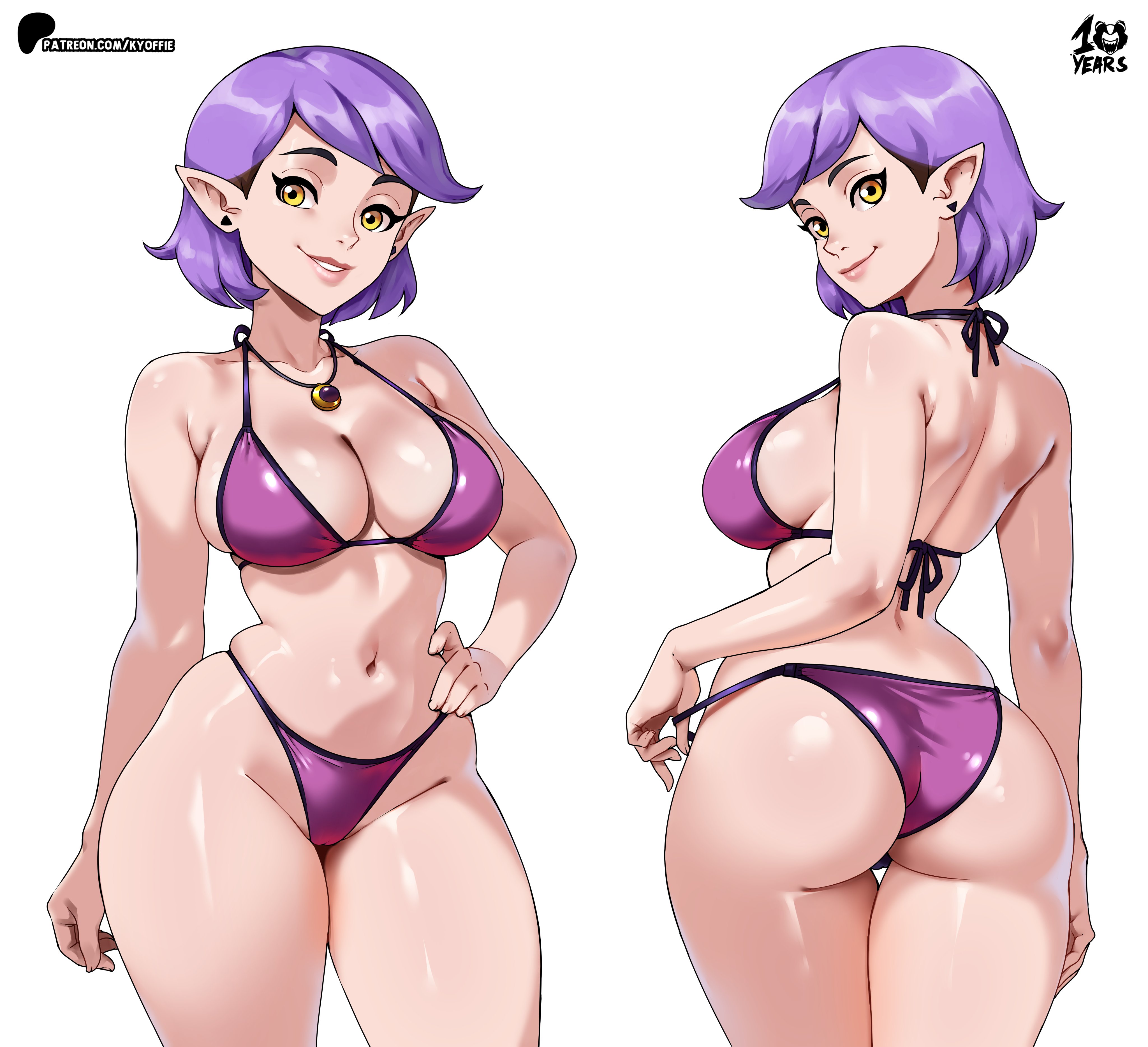 1girls, 2025, amity blight, big ass, big breasts, bikini, breasts, disney, disney channel, disney xd, female, female only, kyoffie, pale skin, pale-skinned female, patreon, patreon logo, purple hair, short purple hair, tagme, the owl house, thick thighs, watermark, white background, yellow eyes