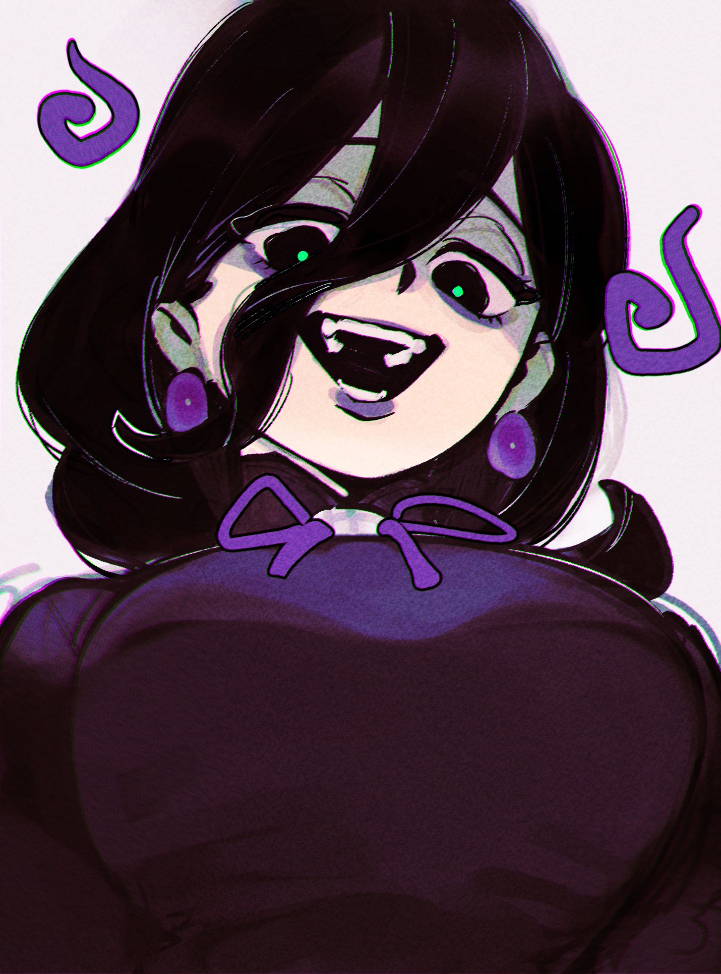 10/10 game hex maniac redraw (meme), 1girls, big breasts, breasts, female, female only, first person view, franzkafkaffee, game freak, happy, hex maniac, hex maniac (pokemon legends: z-a), huge breasts, lips, lipstick, long hair, mature, mature female, mature woman, milf, nintendo, pokemon, pokemon legends: z-a, purple eyes, redraw, smile, solo, solo female