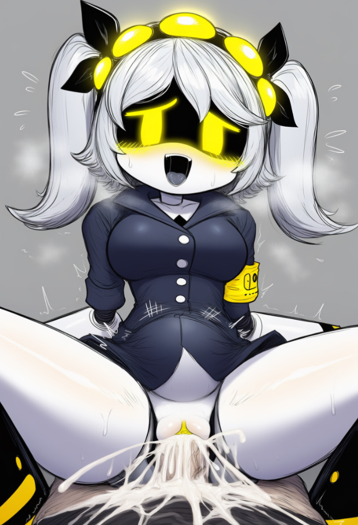 1boy, 1girls, ai generated, cowgirl position, cum, cum in pussy, cum inside, cumflation, excessive cum, female, female penetrated, huge cock, humanoid, humanoid penetrated, j (murder drones), looking at viewer, male, male penetrating, male penetrating female, male pov, male/female, murder drones, novelai, penis, pleasure face, pov, pussy, sex, tagme, vaginal penetration