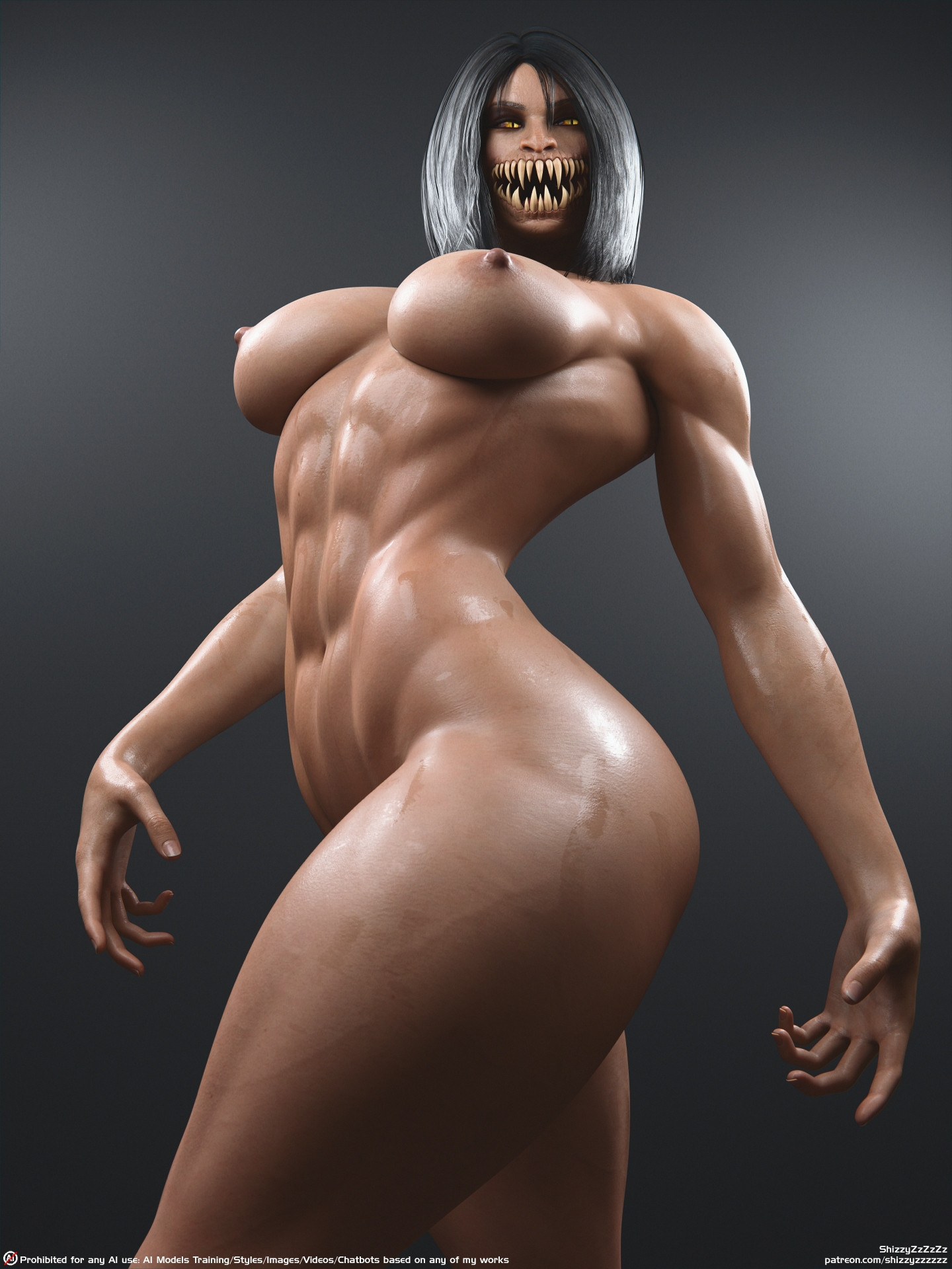 athletic, athletic female, big breasts, breasts, female, mileena, mileena (mk9), mortal kombat, mortal kombat (2011), sharp teeth, shizzyzzzzzz