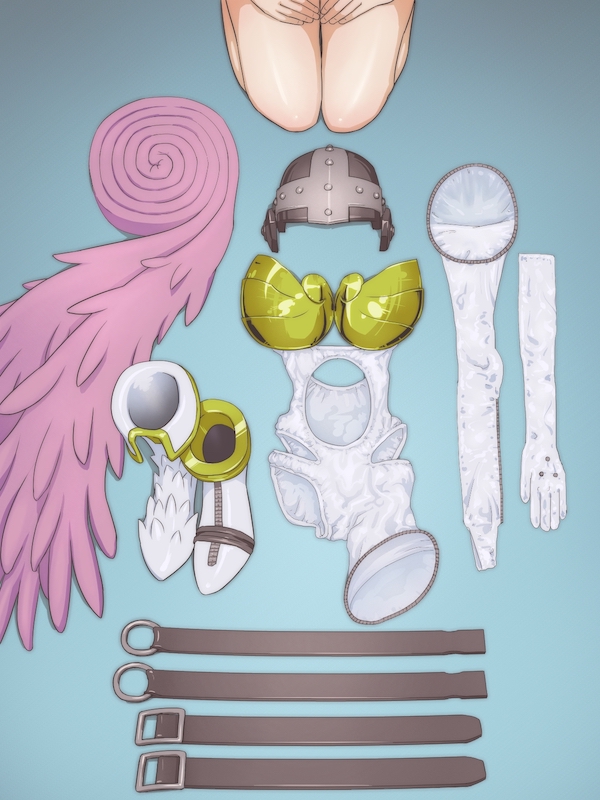 1girls, angel, angewomon, clothes, clothes on floor, digimon, digimon (species), digimon adventure, female, female only, imminent dogeza, light skin, light-skinned female, muramura hito, naked, nude, nude female, solo, toei animation