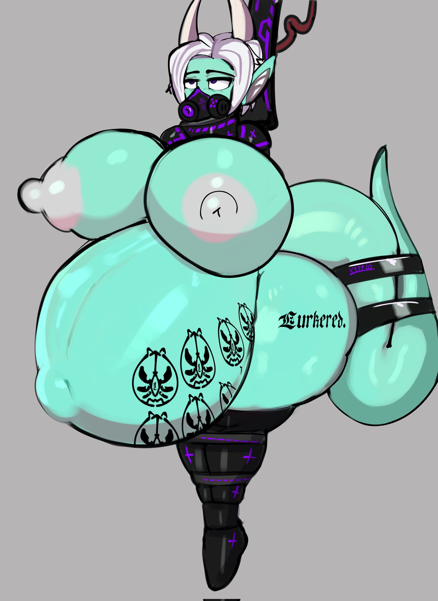 1boy, abducted, after hypnosis, after rape, after sex, alien, angry, bad end, barcode, big breasts, blank eyes, blank stare, bondage, bound, bound arms, bound tail, brainwashed, brainwashing, breasts, commission, furry, futanari, gay, hanging from ceiling, identity death, intelligence loss, intersex, khadhunter7, lurker (species), lurkered, male, monster cock, part 3, penis, pregnant, pregnant futa, punishment, sex slave, sissy, slave, tattoo, tattoo on butt, trans woman, unknown species