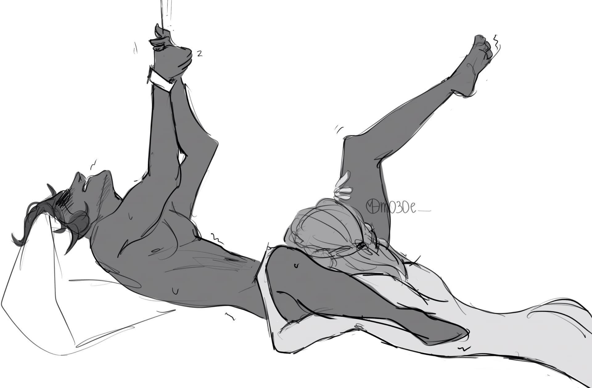 2boys, albedo (genshin impact), blowjob, deepthroat, gay, genshin impact, implied deepthroat, implied oral, kaeya (genshin impact), m030e, male, male only, oral, small dom big sub, tied up