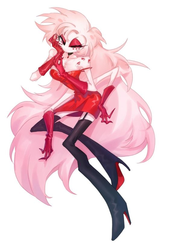 1girls, angel dust (hazbin hotel), arachnid, arachnid humanoid, boots, bottomless skirt, breasts, demon, devilbbbbbb3, female, female only, genderswap, genderswap (mtf), gloves, hazbin hotel, heterochromia, high heel boots, jessica rabbit (cosplay), large breasts, long hair, multi arm, multi limb, red dress, rule 63, skirt, skirt lift, solo, solo female, spider, straight hair, vivienne medrano