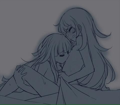 2girls, blush, danganronpa, danganronpa 2: goodbye despair, female, female only, flat chest, multiple females, multiple girls, saionji hiyoko, straight hair, sucking nipples, tsumiki mikan, yuri