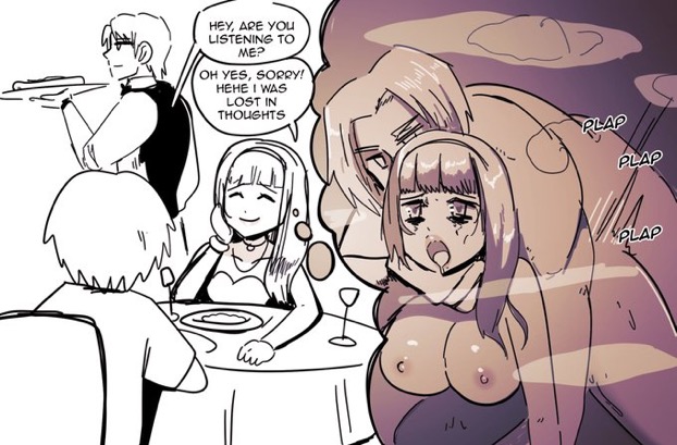 cheating, cheating wife, cuckold, long hair, makeup, netorare, tagme, waiter, wolfgang bang
