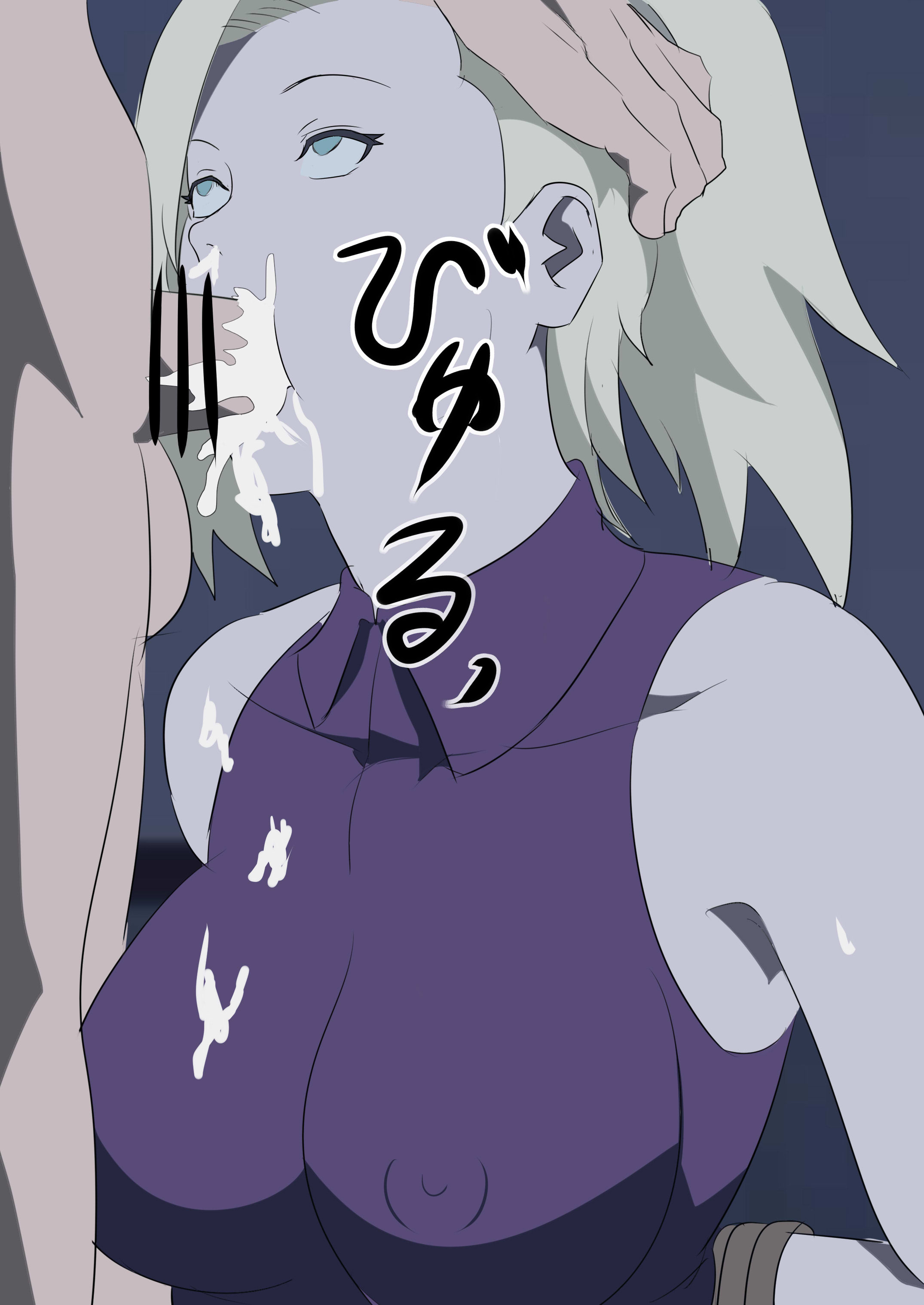 arms behind back, blonde hair, blowjob, blue eyes, bondage, boruto: naruto next generations, cheek bulge, climax, clothed sex, cum, cum in mouth, cum in throat, cum leaking, cum on clothes, deepthroat, fellatio, female, female focus, hair over one eye, head grab, ino yamanaka, male, mature, mature female, milf, naruto, naruto (series), nier (artist), oral, partial male, penis, penis in mouth, robe, rolling eyes, sex, tight throat, visible nipples