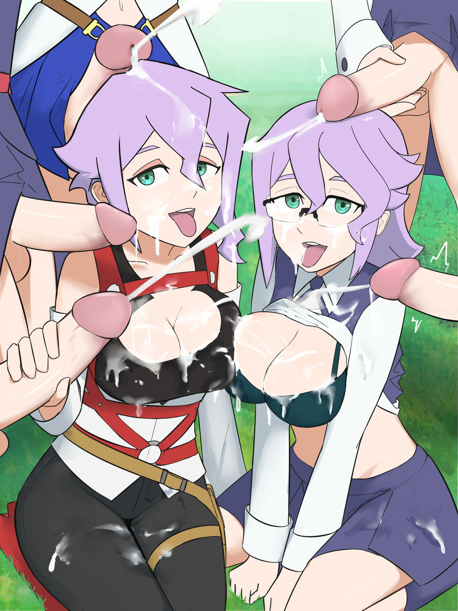 2girls, 5futas, big breasts, big penis, breasts, bukkake, cleavage, clothed, clothed sex, croix meridies, cum, cum on body, cum on breasts, cum on clothes, cum on face, duo focus, ejaculation, erection, facial, female, female focus, futa on female, futa with futa, futanari, gangbang, glasses, grass, green eyes, group, group sex, handjob, happy, happy sex, human, intersex, kneeling, light skin, light-skinned female, light-skinned futa, little witch academia, oksandio, orgy, outside, pale skin, penis, purple hair, sitting, skirt, smile, studio trigger, surrounded by penises, thick thighs, tongue, tongue out, wide hips