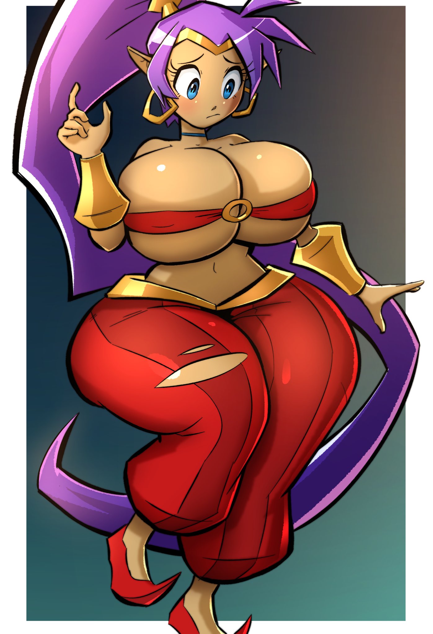 big_ass big_breasts big_butt big_hips big_thighs caiman2 cleavage emmabrave female female_focus female_only hourglass_figure huge_ass huge_breasts huge_butt huge_hips huge_thighs purple_hair shantae shantae_(character) smooth_skin tight_clothing torn_clothes wide_hips