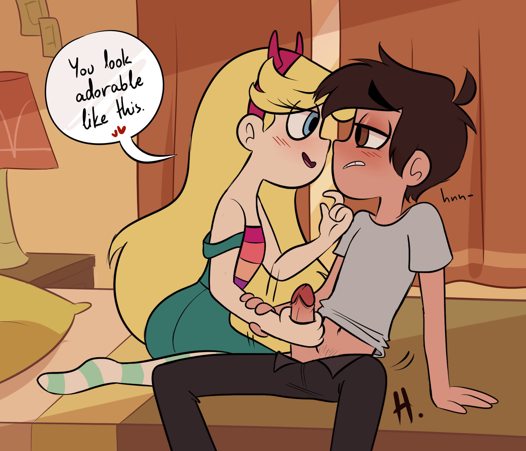 1boy, 1girls, dialogue, disney, disney channel, disney xd, female, hahahrip, handjob, latino, latino male white female, male, marco diaz, penis, romantic couple, star butterfly, star vs the forces of evil, white female