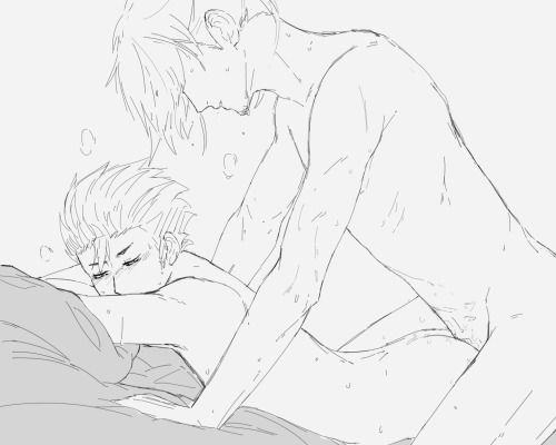 asanoya azumane_asahi gay gay_sex haikyuu!! hair_over_eyes hand_on_bed laying_down laying_on_bed laying_on_stomach nishinoya_yuu yaoi