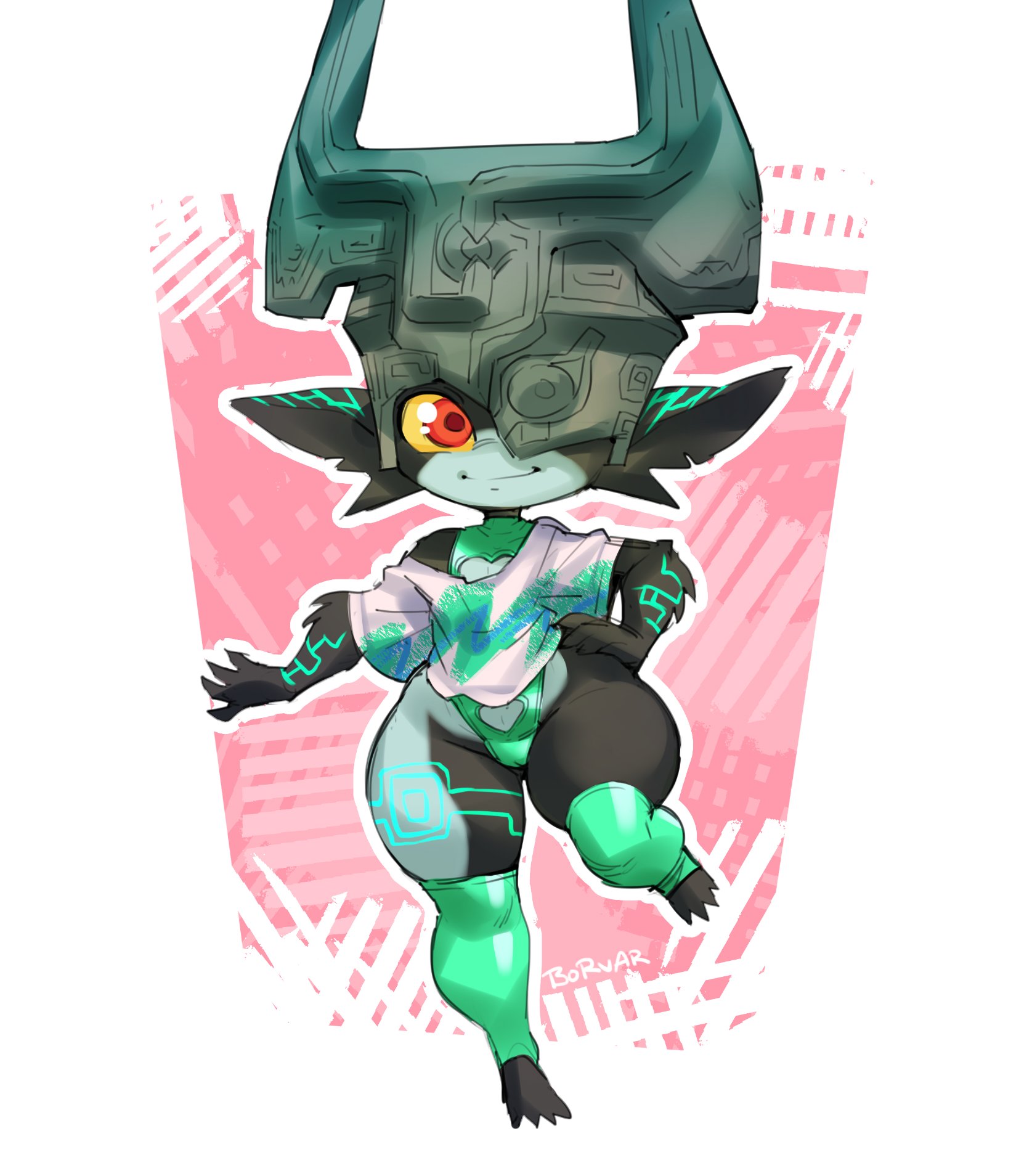 1girls, borvar, female, female only, imp midna, looking at viewer, midna, nintendo, panties, the legend of zelda, thick thighs, twili, twilight princess, wide hips