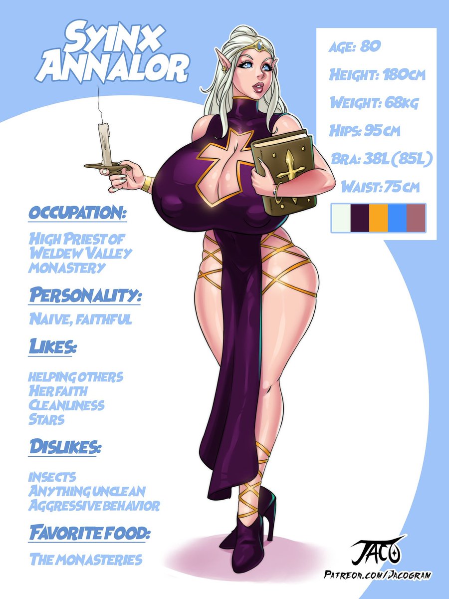 1girls, artist name, big breasts, blonde hair, breasts, busty, cleavage, female, female only, high heels, hips, hourglass figure, iacolare, jacogram, large breasts, legs, lipstick, long ears, original, original character, pointy ears, short hair, solo, syinx annalor, thick, thick legs, thick thighs, voluptuous, wide hips