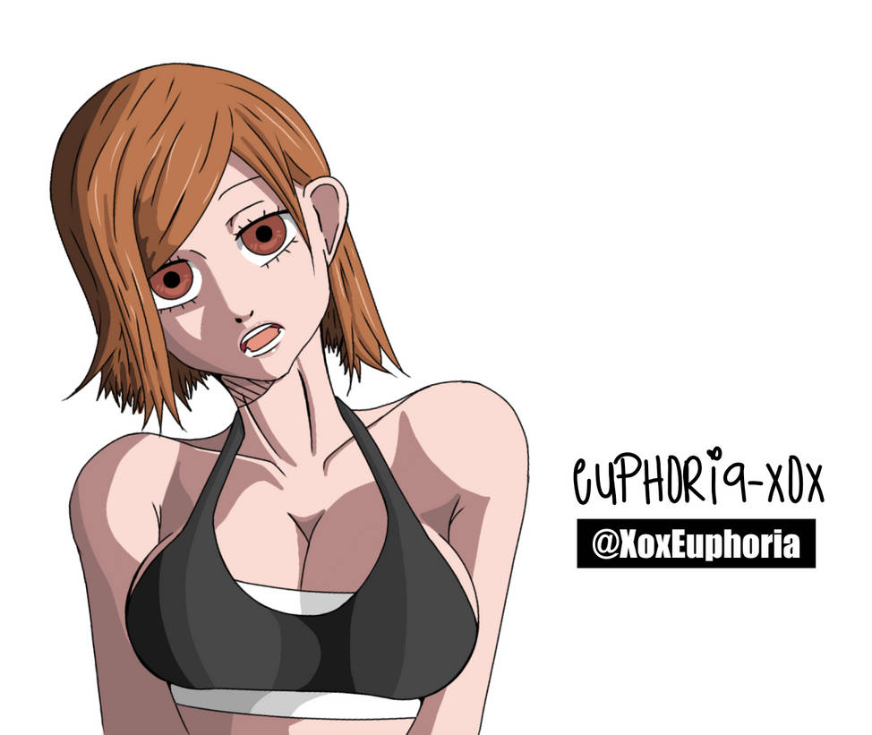 1girls black_bra curvy euphoria-xox female female_only ginger_hair jujutsu_kaisen kugisaki_nobara lipstick looking_at_viewer open_mouth solo solo_female sports_bikini sports_bra sportswear