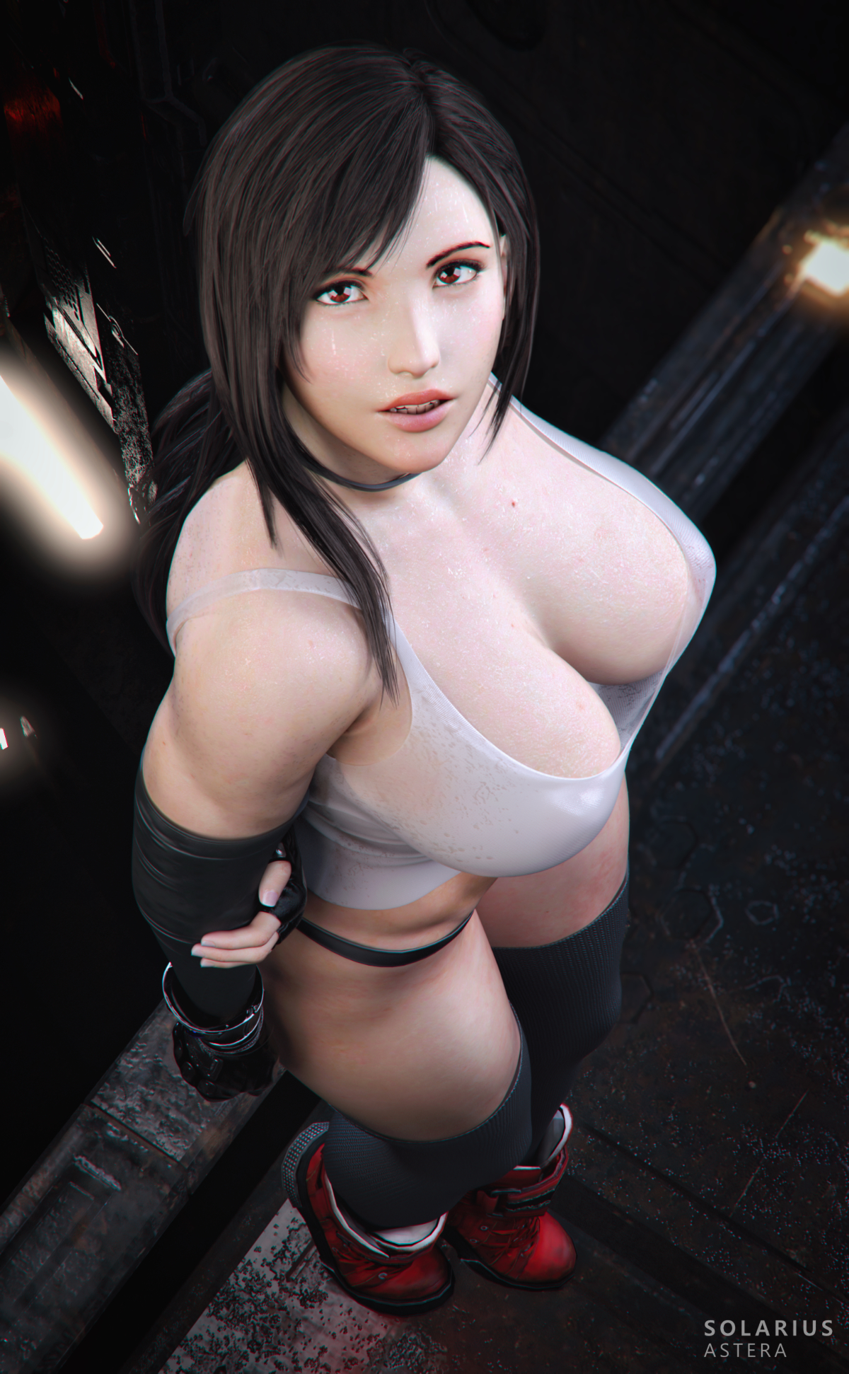 3d, big breasts, black hair, breasts, busty, female, female focus, female only, final fantasy, final fantasy vii, final fantasy vii remake, hourglass figure, long hair, red eyes, solarius astera, solo, tagme, tifa lockhart, wide hips