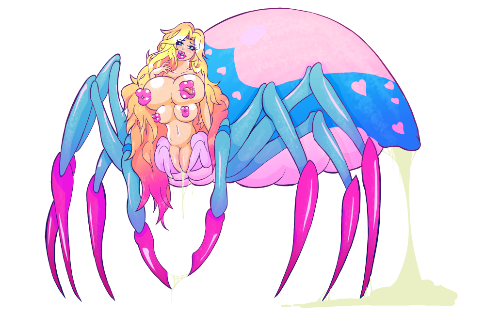 1girls arachnid arachnid_humanoid arthropod big_breasts big_lips bimbo blonde_hair blue_eyes blush bodily_fluids breasts drider female female_only genital_fluids hair heart huge_lips humanoid large_breasts licking_lips lipples lips lipstick long_hair monster_girl multi_breast navel nude original_character pink_hair pose post_transformation pussy pussy_juice sludgelady small_waist solo spider spider_girl spider_humanoid spider_web taur thick_lips tongue tongue_out web