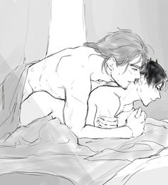 asanoya azumane_asahi blanket gay gay_sex haikyuu!! hair_down hand_holding holding_hands laying_down laying_on_bed laying_on_person laying_on_stomach nishinoya_yuu yaoi