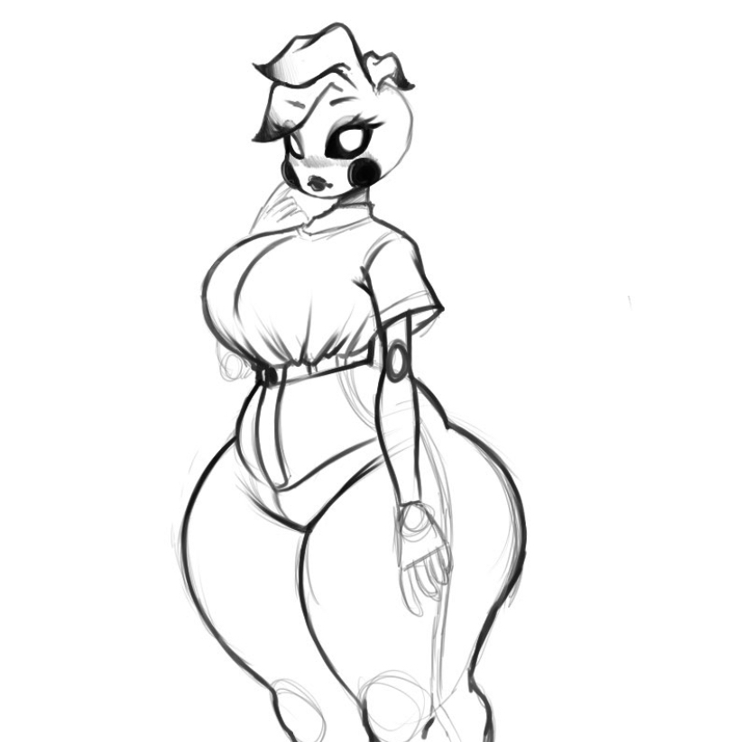 5hitzzzu, anthro, ass, bbw, big breasts, boombita, breasts, clothed, clothing, female, five nights at freddy's, funcu, funculicious, meatcuteshii, milf, pinkbobatoo, sketch, skiddioop, solo, standing, stereodaddy, thick ass, thick thighs, toy chica (fnaf)