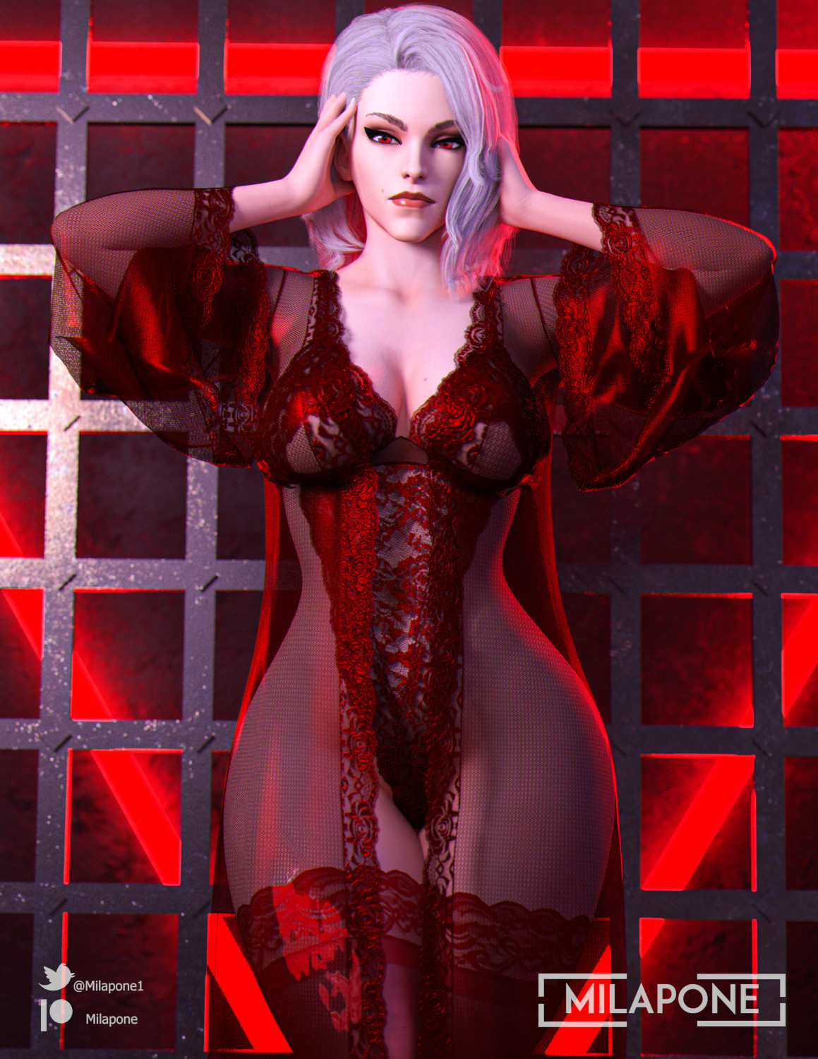 1girls, 3d, ashe (overwatch), big breasts, blizzard entertainment, breasts, female, lingerie, milapone, overwatch, solo, tagme, wide hips