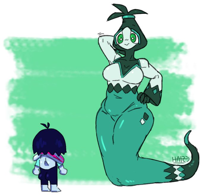 1girls 2020 :> ambiguous_sex artist_signature ass_cheeks back_view black_hair blue_skin bottomwear cute darkner deltarune diamond-shaped_eyes diamond_patern_clothing diamond_pattern female female_focus green_eyes hand_behind_head hood kris_(deltarune) lamia larger_female little_hareboy looking_at_partner monster monster_girl motion_lines original_character rear_view rudinn rudinn_queen serpentine short_hair showing_off simple_background sketch small_breasts smaller_human teal_skin topwear undertale_(series) white_background wide_hips wiggle wiggle_lines