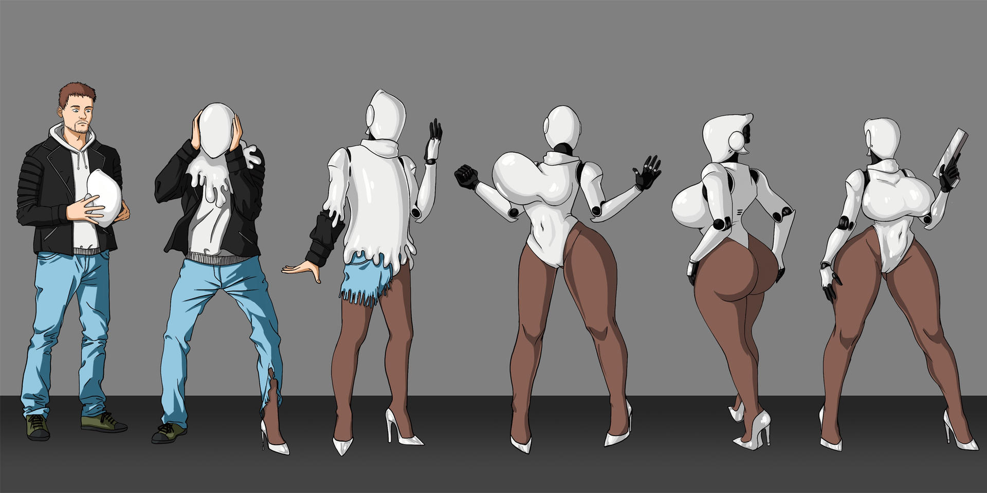ass, ass expansion, bimbo, bimbo robot girl, bimbofication, brainwashing, breast expansion, breast growth, breast growth (enlargement), breasts, corruption, drone, droneification, female, gender transformation, haydee, haydee (game), helmet, huge ass, huge breasts, identity death, innsire, male, mtf transformation, robot girl, robotization, rule 63, thick thighs, transformation, transformation sequence