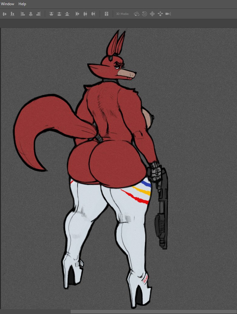 1girls, anthro, ass, female, five nights at freddy's, foxy (fnaf), genderswap, high heels, looking at viewer, looking back, platform heels, rule 63, shotgun, sligarthetiger, solo, tagme, tail, thick thighs, thigh boots
