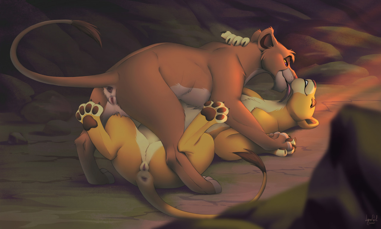 2021, animal genitalia, animal pussy, anus, blue eyes, brown body, brown fur, brown pawpads, claws, closed eyes, disney, duo, face lick, felid, feline pussy, female, female/female, feral, feral on feral, fur, genitals, half-closed eyes, hindpaw, kiara, legs up, licking, lion, lying, mammal, multicolored body, multicolored fur, narrowed eyes, on back, orange body, orange fur, pantherine, pawpads, paws, pussy, reallynxgirl, smile, spread legs, spreading, tan body, tan fur, the lion king, toe claws, tongue, tongue out, two-tone body, two-tone fur, vitani, yellow sclera, yuri