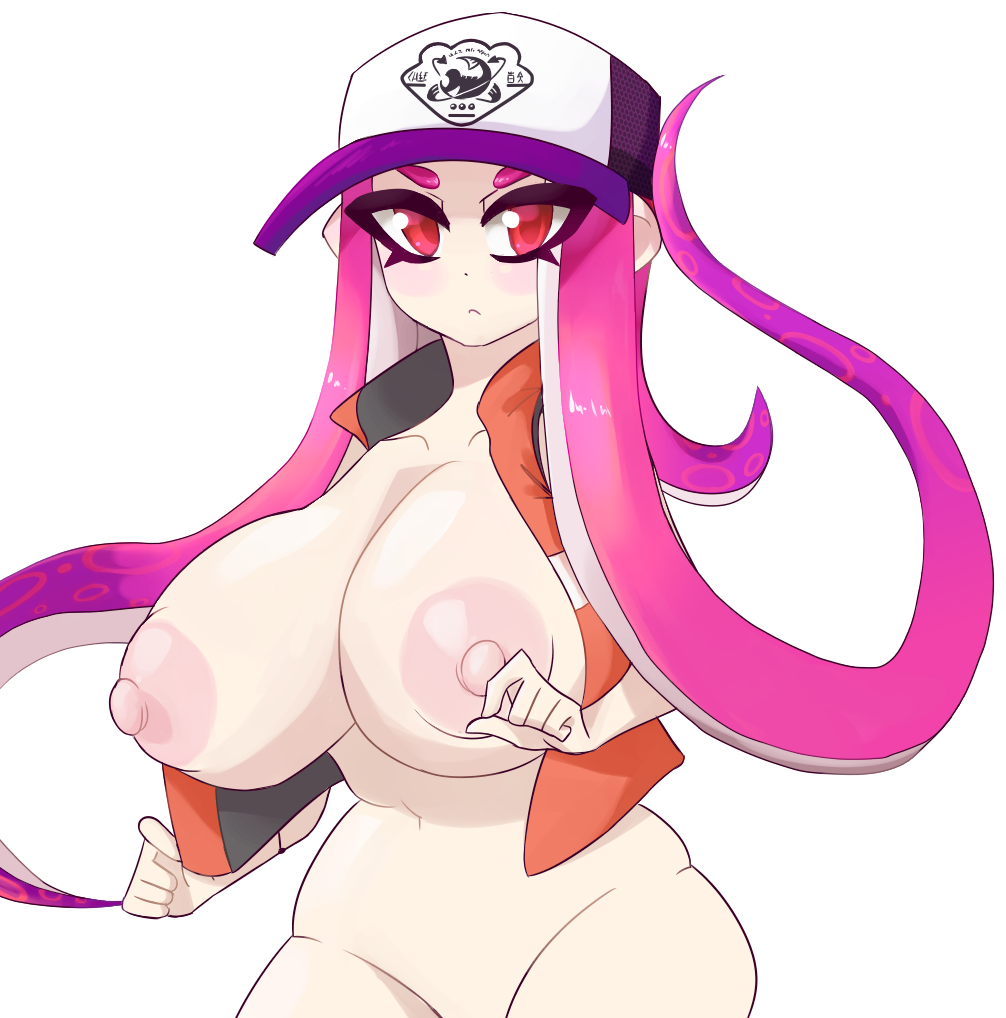 1girls big_breasts byternomar cute exposed_breasts female inkling large_areolae large_breasts no_bra oc original original_character splatoon splatoon_2 tagme transparent_background