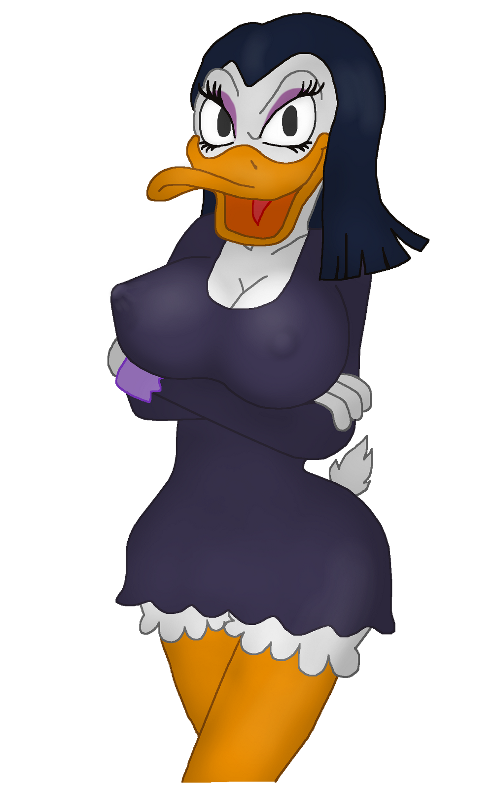 anthro avian cleavage disney duck ducktales erect_nipples erect_nipples_under_clothes furry juice87 magica_de_spell transparent_background