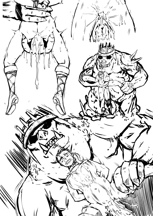 after rape, arms behind back, big breasts, big dom small sub, boots, breasts, bruise, clenched teeth, collar, cum, cum on body, darkest dungeon, defeat, drd, excessive cum, female, femsub, fingering, from behind position, held up, hellion (darkest dungeon), injury, large breasts, large penis, larger male, male, monster, penis, pig, rape, reverse suspended congress, scared, size difference, smaller female, stomach bulge, swine prince (darkest dungeon), tears, teeth