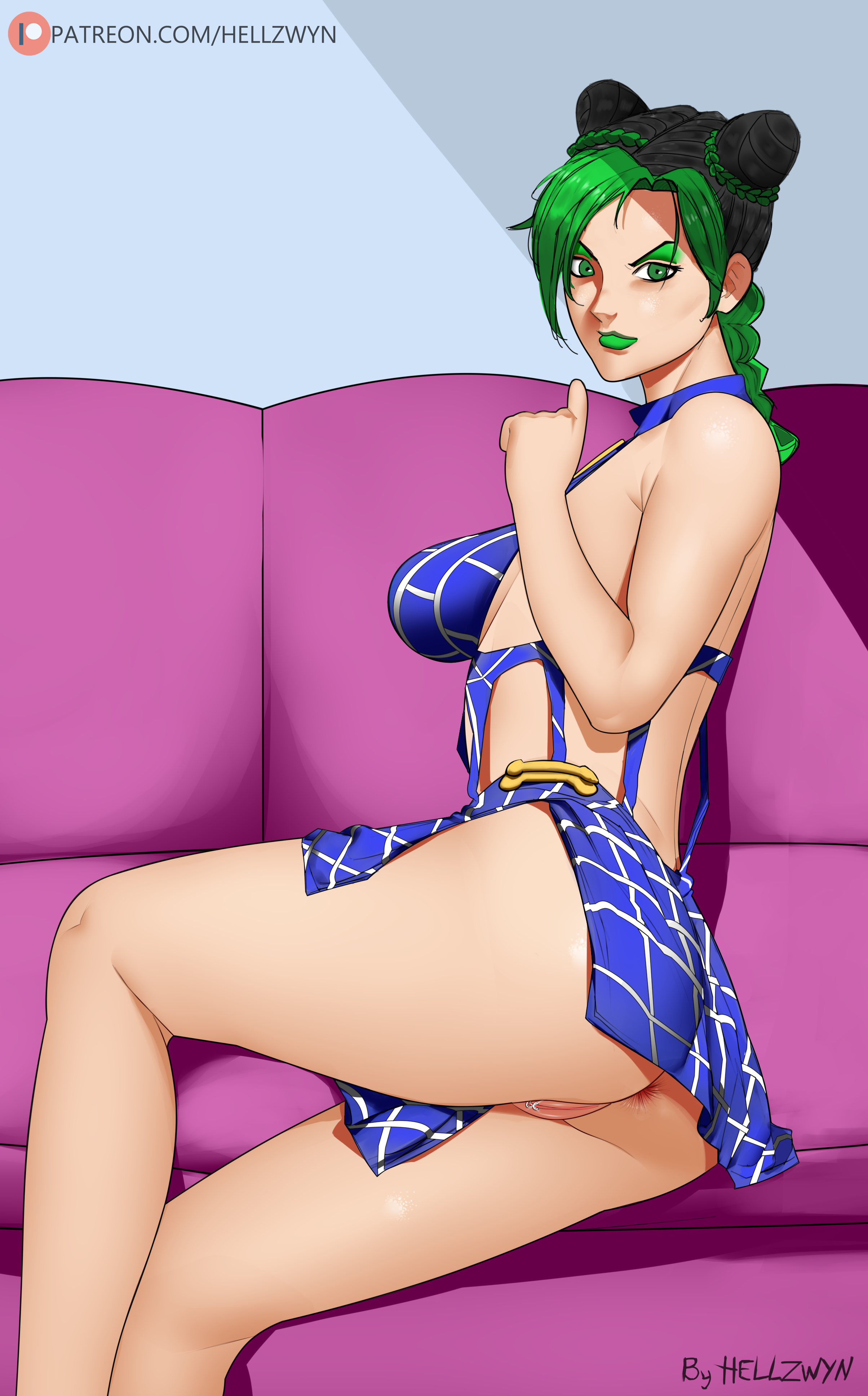 ass, asshole, big ass, big butt, female, female focus, female only, hell904, jojo's bizarre adventure, jolyne kujo, pussy, pussy piercing, stone ocean