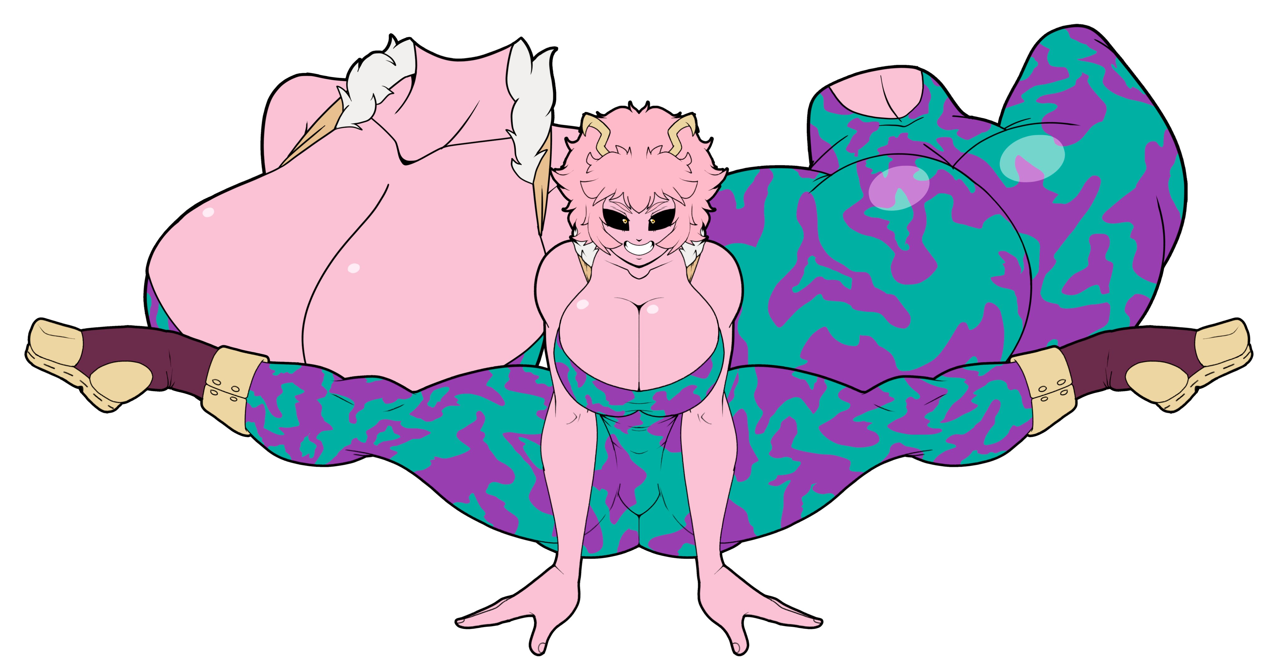 1girls, 2021, 2d, alternate version available, ass, big ass, big breasts, big butt, black sclera, blindstash, bodysuit, breasts, cleavage, collage, female, fully clothed, hero outfit (mha), hi res, horns, huge ass, large ass, large breasts, mina ashido, my hero academia, pink hair, pink skin, simple background, smile, smiling, solo, solo female, solo focus, spread legs, spreading, superhero costume, superheroine, tight clothing, white background