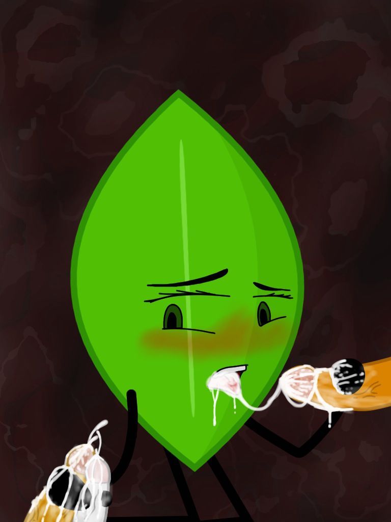 aids battle_for_dream_island blush blushing bukkake coiny cum cum_in_mouth cumming excessive_cum firey_(bfdi) leafy_(bfdi) masturbating_other object_shows sida tagme tongue_out