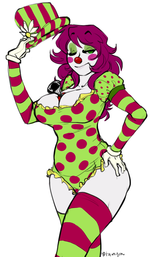 big_breasts cleavage clown clown_girl clown_makeup clown_nose female female_only honk miss_honker tagme tamyra white_background