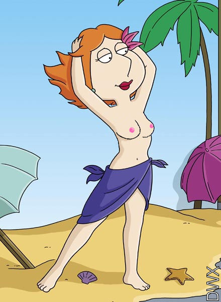 4_toes beach breasts casual_topless day family_guy female female_only full_body human lois_griffin medium_breasts orange_hair orange_hair_female outdoors paheal palm_tree public_topless short_hair short_orange_hair sky solo standing toony topless topless_female