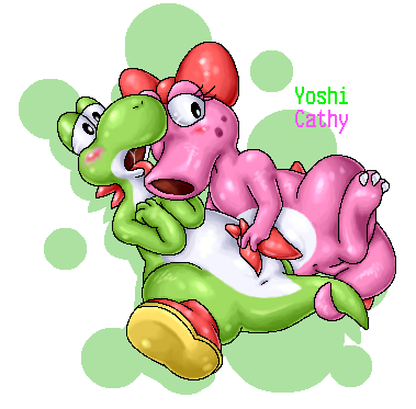 2boys animal_penis anthro birdo box_xod cloaca color erection gay handjob interspecies male male_only mario_(series) nintendo penis smooth_penis smooth_skin tail toony yaoi yoshi