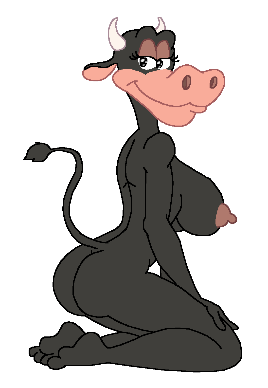 anthro anthro_only bovine clarabelle_cow disney juice87 large_breasts nipples transparent_background