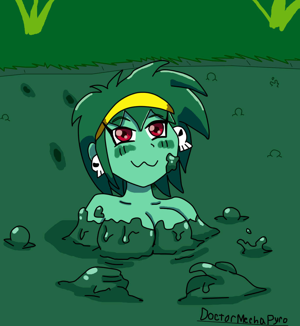 breasts doctormechapyro female green_hair mud outdoors outside quicksand red_eyes rottytops shantae smooth_skin solo tagme