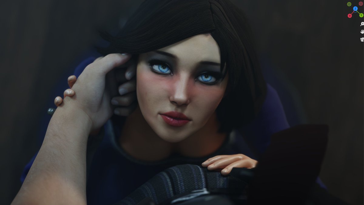 3d, bioshock, bioshock infinite, booker dewitt, elizabeth comstock, eye contact, female, female focus, jjjjd, light skin, light-skinned female, light-skinned male, male