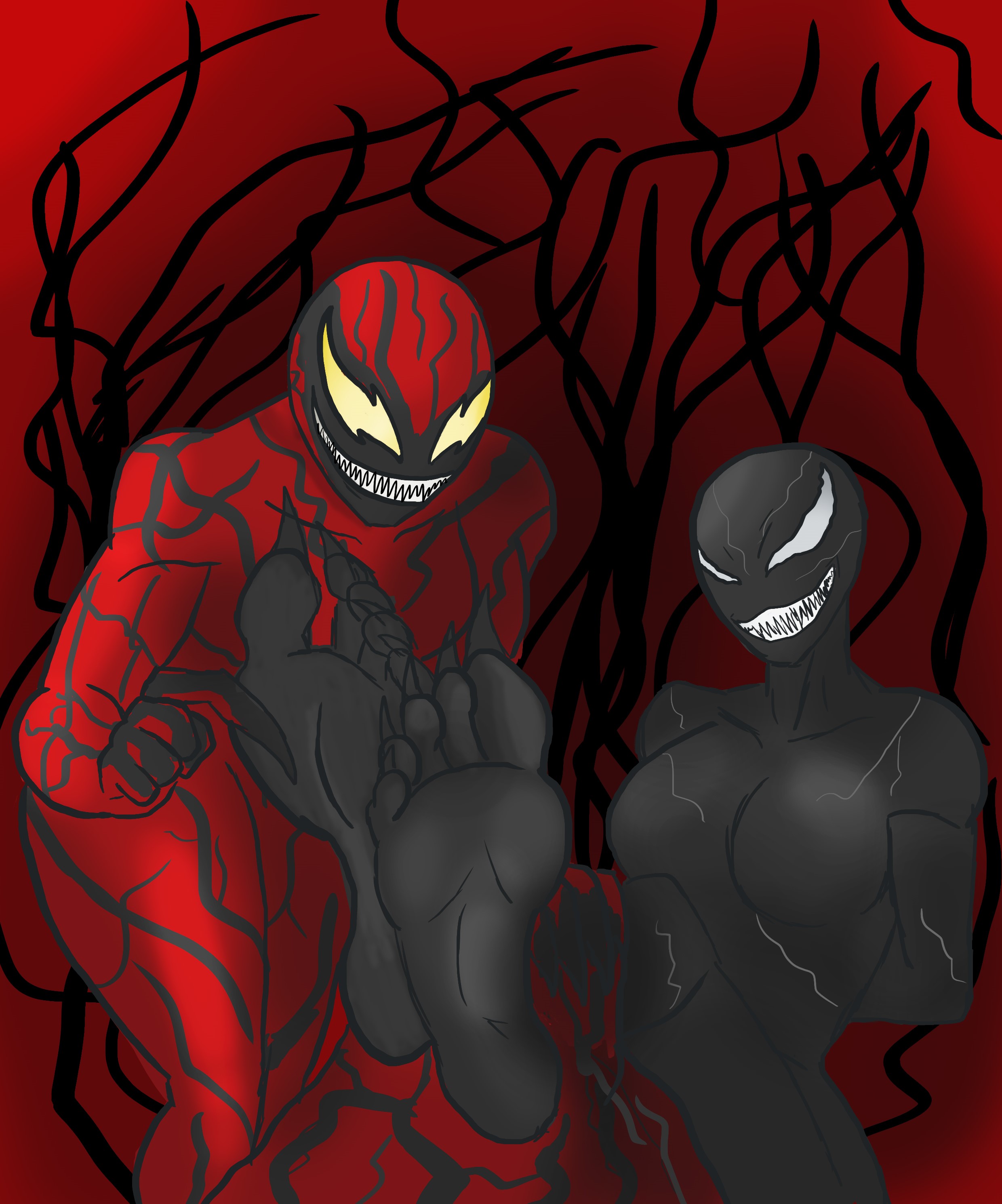 2girls, alien, alien girl, black skin, black-skinned female, bondage, breasts, carnage (marvel), claws, daughter, fangs, feet, female, female only, femdom, femsub, foot fetish, foot focus, humanoid, marvel, marvel comics, mommy, mother, mother and daughter, multiple females, multiple girls, red skin, red-skinned female, she-carnage, she-venom, supervillain, symbiote, tickling, venom (marvel), yuri