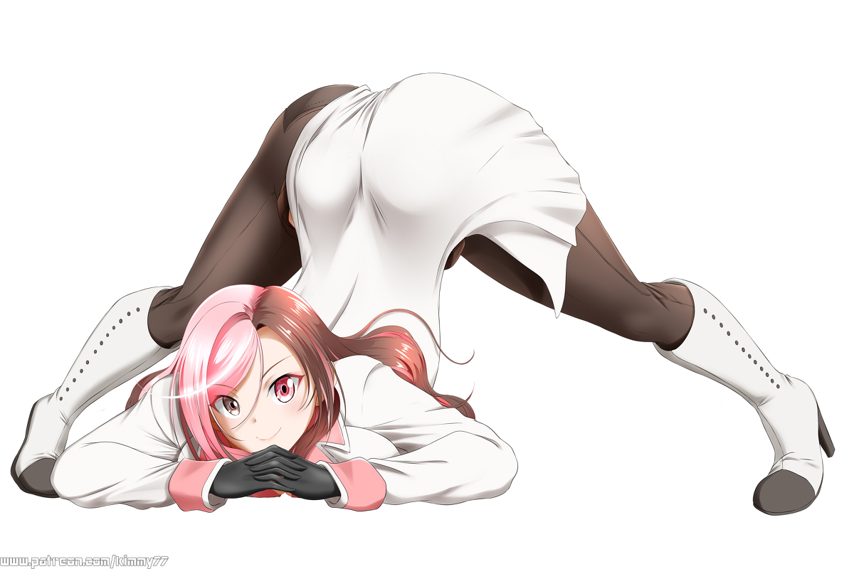 ass, ass up, boots, female, gloves, heel boots, heterochromia, high heel boots, high heels, jack-o pose, jackochallenge, kimmy77, neo (rwby), rwby, smile, two-tone hair