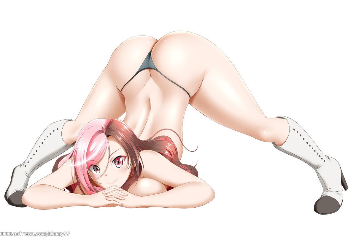 ass, ass cleavage, ass crack, boots, butt crack, female, high heel boots, high heels, jack-o pose, jackochallenge, kimmy77, neo (rwby), rwby, smile, two-tone hair