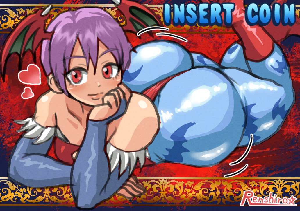 1girls, armwear, ass, ass bigger than head, ass focus, big ass, bottom heavy, capcom, clothing, darkstalkers, female, female focus, female only, flat chest, huge ass, leggings, legs up, leotard, lilith aensland, purple hair, r0771, red eyes, renshirou, renzaburo0771, short hair, smiling, solo, solo female, solo focus, succubus, thick, thick ass, thick thighs, very short hair
