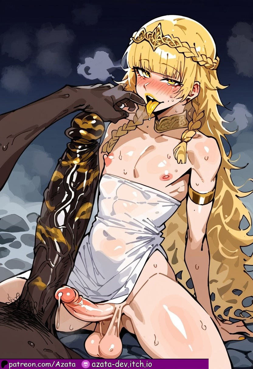 2boys, 2femboys, ai generated, azataai, balls, big balls, big testicles, black penis, blonde hair, blush, braided hair, cock, dark skin, dark-skinned dom, dark-skinned male, elden ring, erect nipples, femboy, fringe, fromsoftware, gay, girly, golden eyes, golden hair, golden kiss mark, golden lips, golden lipstick, golden lipstick mark, golden tongue, hot spring, huge cock, human, human male, interracial, kiss mark, light skin, light-skinned femboy, light-skinned male, lipstick mark, looking, male, male on femboy, male on male, male only, male/male, miquella, naked, naked femboy, naked male, netorare, nipples, ntr, nude, nude femboy, nude male, penis, precum, precum leaking, shadow of the erdtree, size difference, smegma, standing in water, testicles, tongue, tongue out, twink, veiny penis, yaoi