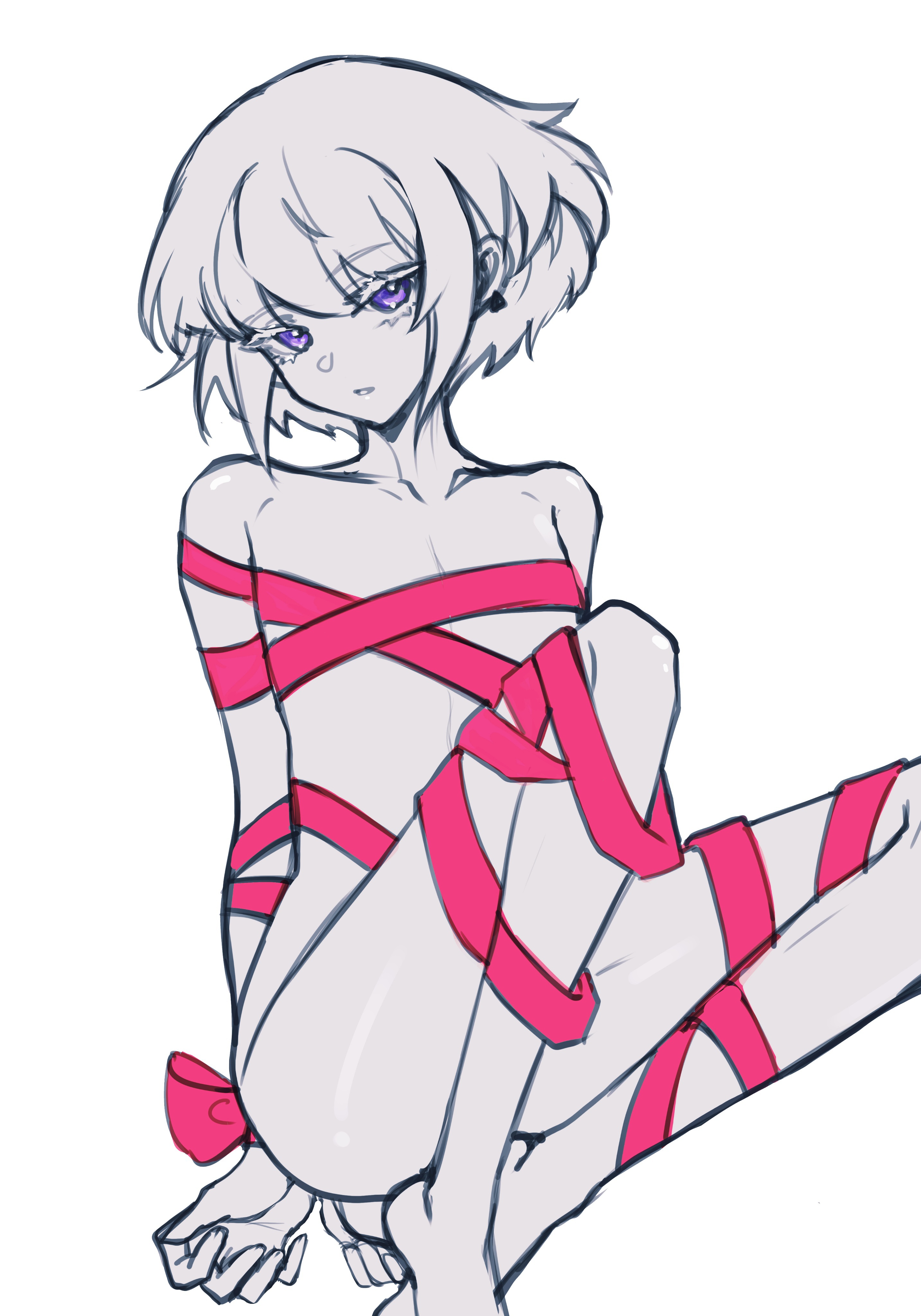 1boy, androgynous, femboy, lio fotia, looking at viewer, male, petite, petite male, promare, slim male, slim waist, solo, twink, wrapped